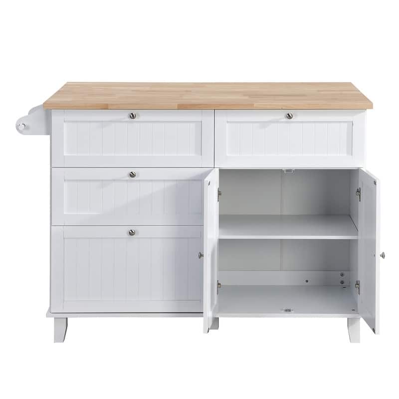 3-Piece Kitchen Island Set with Drop Leaf and 2 Seatings, Dining Table Set with Storage Cabinet, Drawers and Towel Rack