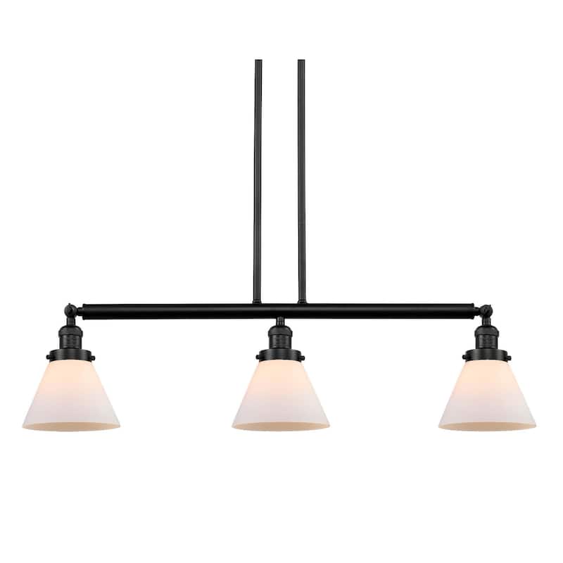 Innovations Lighting Large Cone 3 Light 40" Wide Linear Chandelier - Oil Rubbed Bronze / Matte White Cased