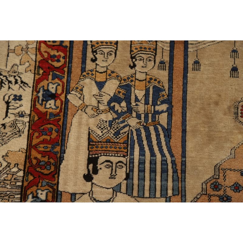 Pre-1900 Antique Vegetable Dye Kashan Mohtasham Persian Rug - 4'9"x 6'10"