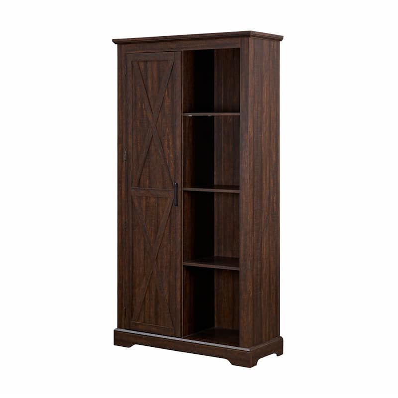 Barn Door Wood Tall Storage Cabinet