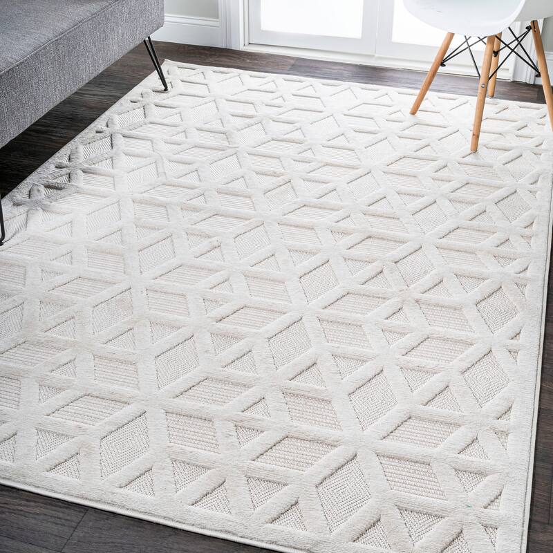 JONATHAN Y Peralta Neutral Geometric Indoor/Outdoor Area Rug