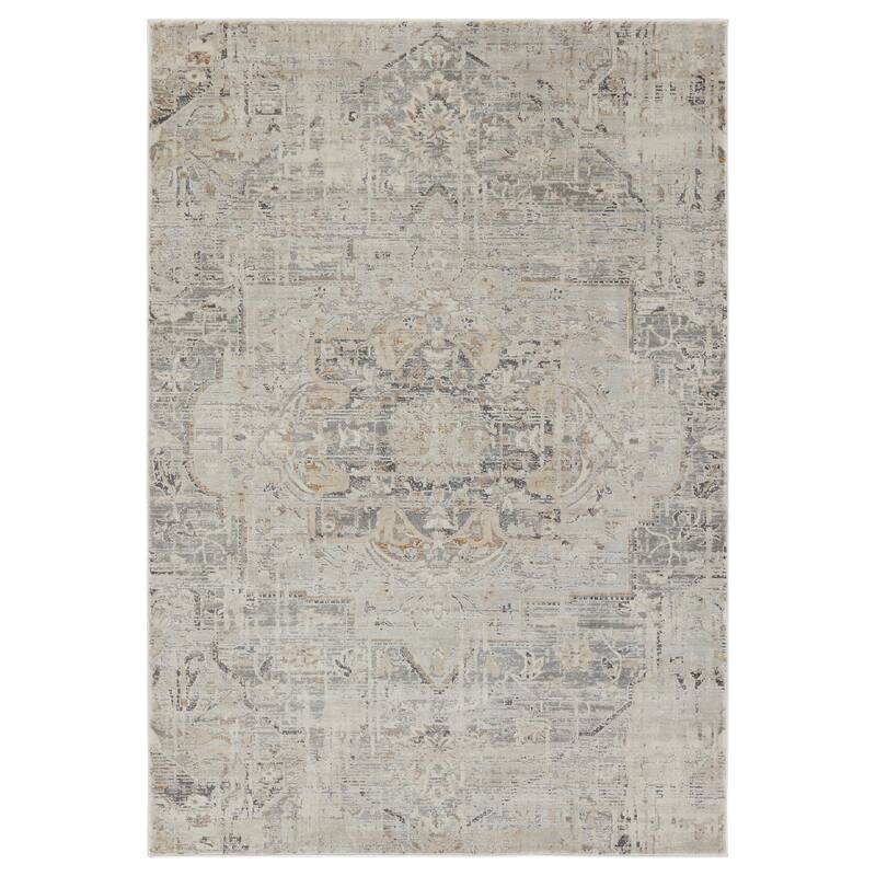 Ramona Medallion Gray/ Tan Area Rug - 5'3"X7'6"