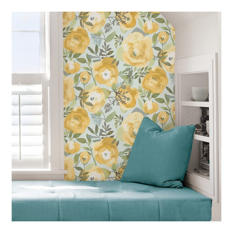 Peachy Keen Yellow Peel & Stick Wallpape - 216in x 20.5in x 0.025in