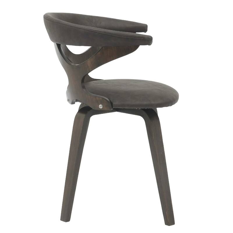 Klyne Leather Dining Chair with Poplar Wood Frame - Mid-Century Wooden Accent Chair with Swivel Base Set of 4