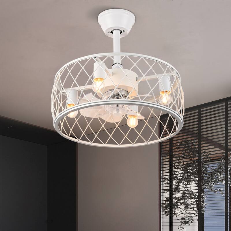 18'' Ceiling Fan with Lights and Remote - White - White