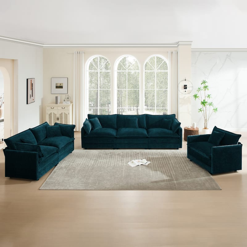 Cloud Chenille Upholstered Modular Sectional Sofa with DIY Combination Design