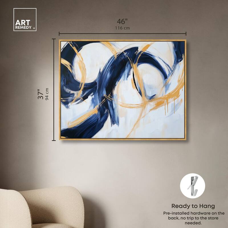 Navy and Gold Rings I Canvas by Art Remedy