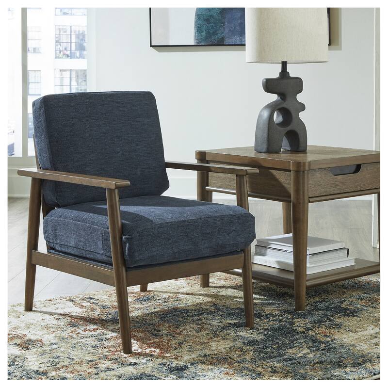 Signature Design by Ashley Bixler Blue/Brown Accent Chair - 25"W x 31"D x 34"H - 25"W x 31"D x 34"H - Blue/Brown