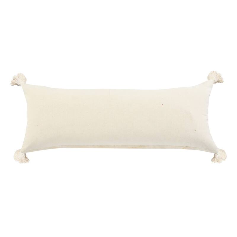 HomeRoots 14" X 36" Red And Off-White 100% Cotton Striped Zippered Pillow
