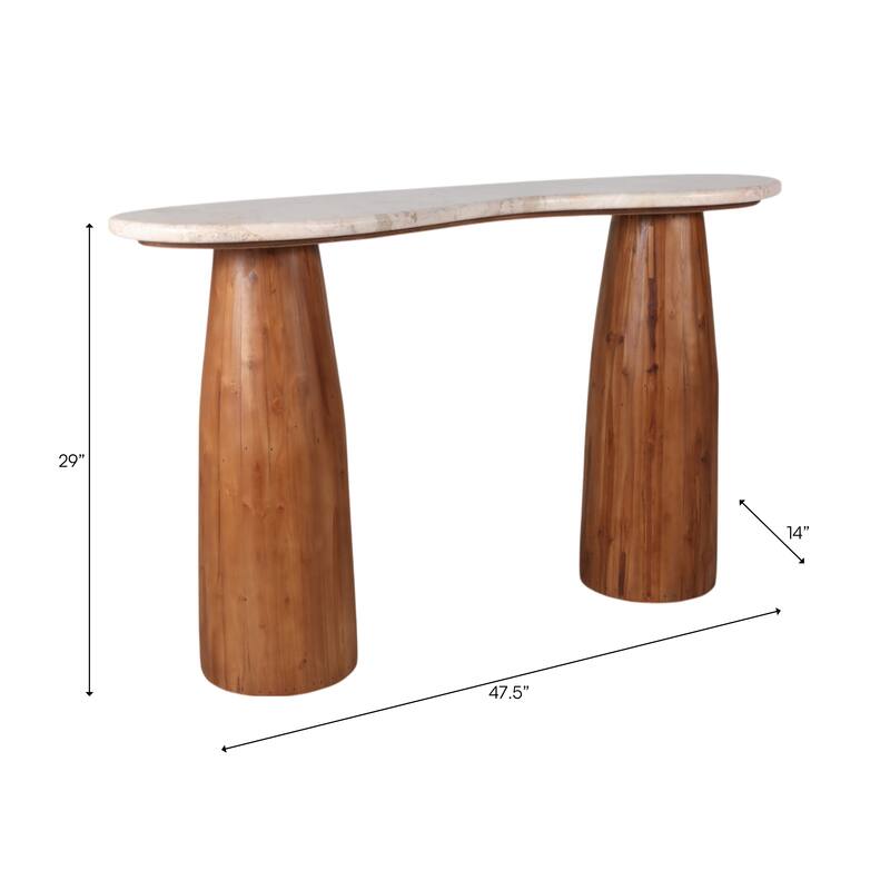 Marble Wood Console Table Decorative Base - 47" Ivory/Brown - 47.5" x 14" x 29"