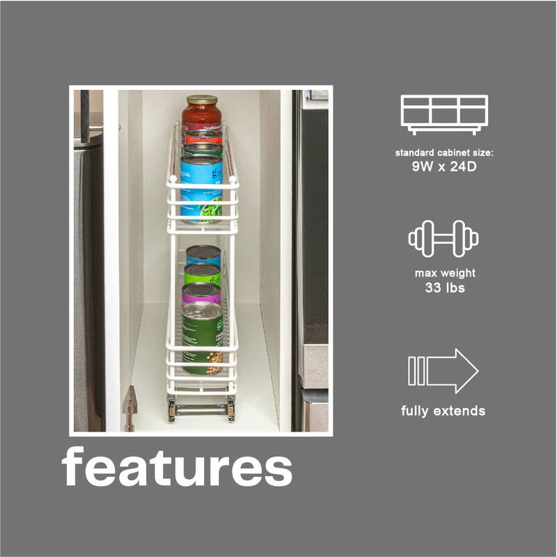 Household Essentials Narrow Two Sliding Cabinet Organizer