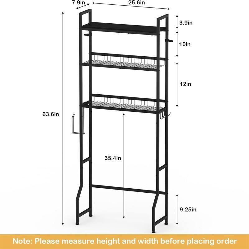 Over The Toilet Storage - 11"D x 25.6"W x 63.6"H