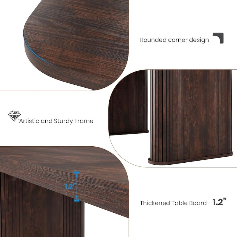 62 inch Kitchen Dining Table with Grille Design for Dining, Home, Office (Only Table)