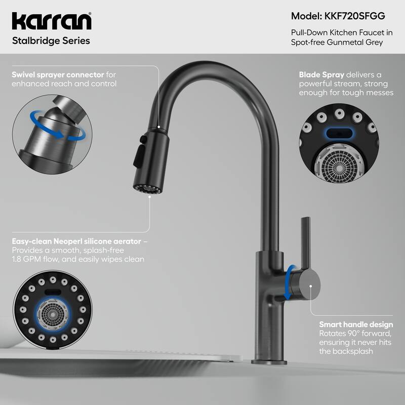 Karran Stalbridge Single Handle Pull-Down Sprayer Kitchen Faucet
