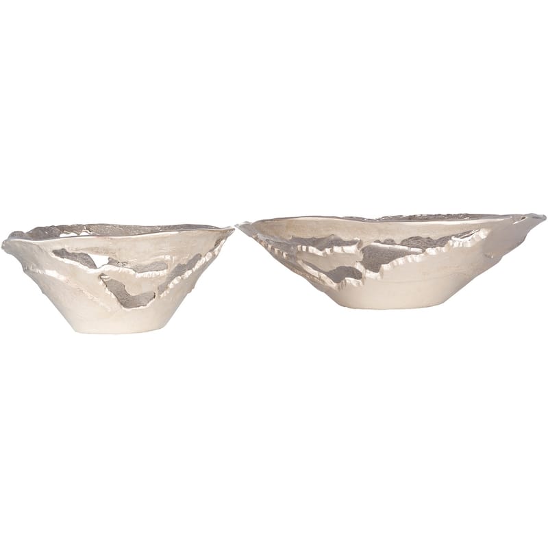 Molakos Modern Aluminum Decorative Bowls (2 Pieces) - 12" x 11.5" x 5.25", 18.25" x 17" x 5.5"
