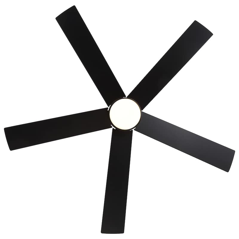 42"/52" Modern Black Flush Mount Ceiling Fan with LED Light and Remote