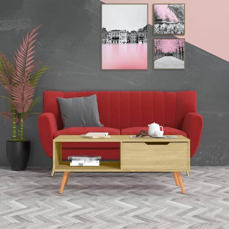 vidaXL Coffee Table End Table Living Room Accent Sofa Table Engineered Wood - 39.4" x 19.5" x 16.9" - Sonoma oak