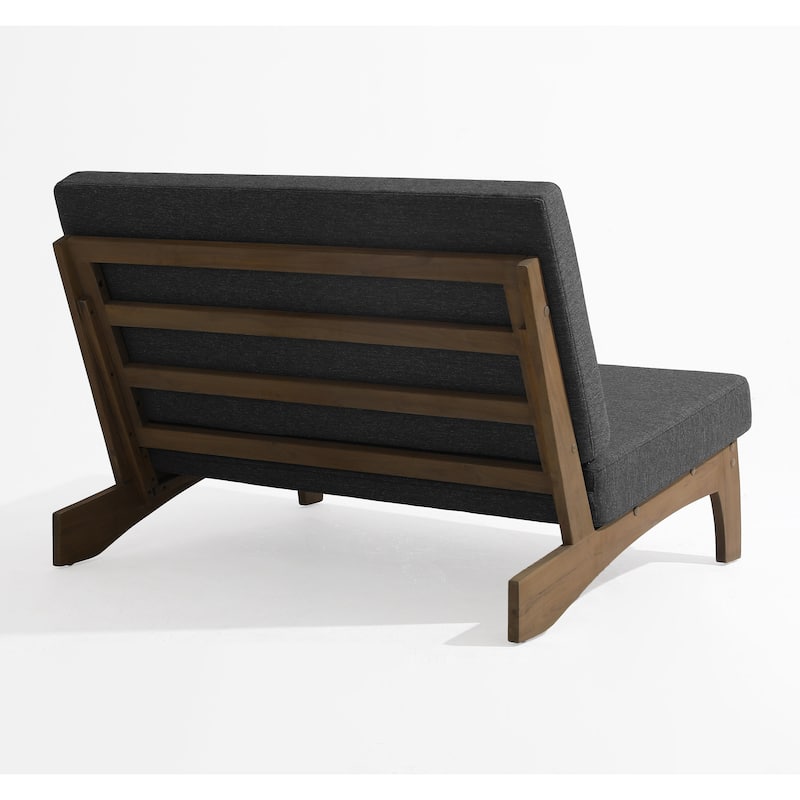 4 Piece Outdoor Wood Loveseat Chair Conversation Set with Cushion