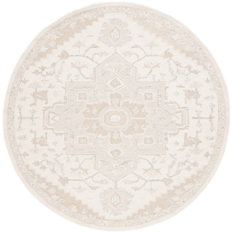 Lauren Ralph Lauren, Handmade Gunnhild Wool Rug - 7' Round - Ivory/Beige