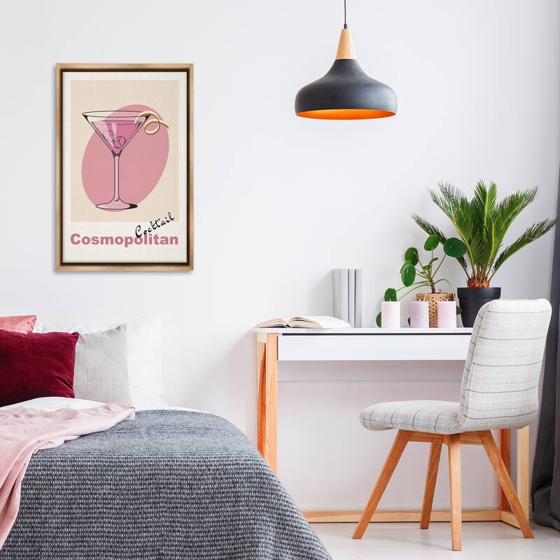 Stupell Vintage Cosmo Cocktail Framed Floater Canvas Wall Art Design By LSR Design Studio