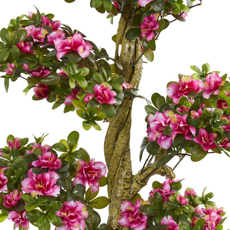 Hollywood Regency Artificial Tree - 5ft Pink Bloom Decorative Accent Tree for Home Decor - Green - 51-60 Inches