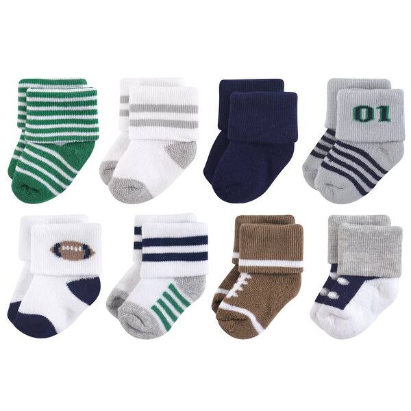 slide 1 of 1, Little Treasure Baby Boy Newborn Socks, Football 0-6 Months - Football 8-Pack