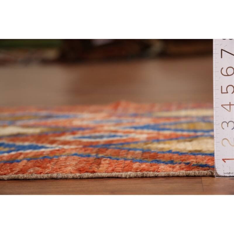 Orange Moroccan Oriental Runner Rug Hand-Knotted Tribal Wool Carpet - 2'10" x 9'9"