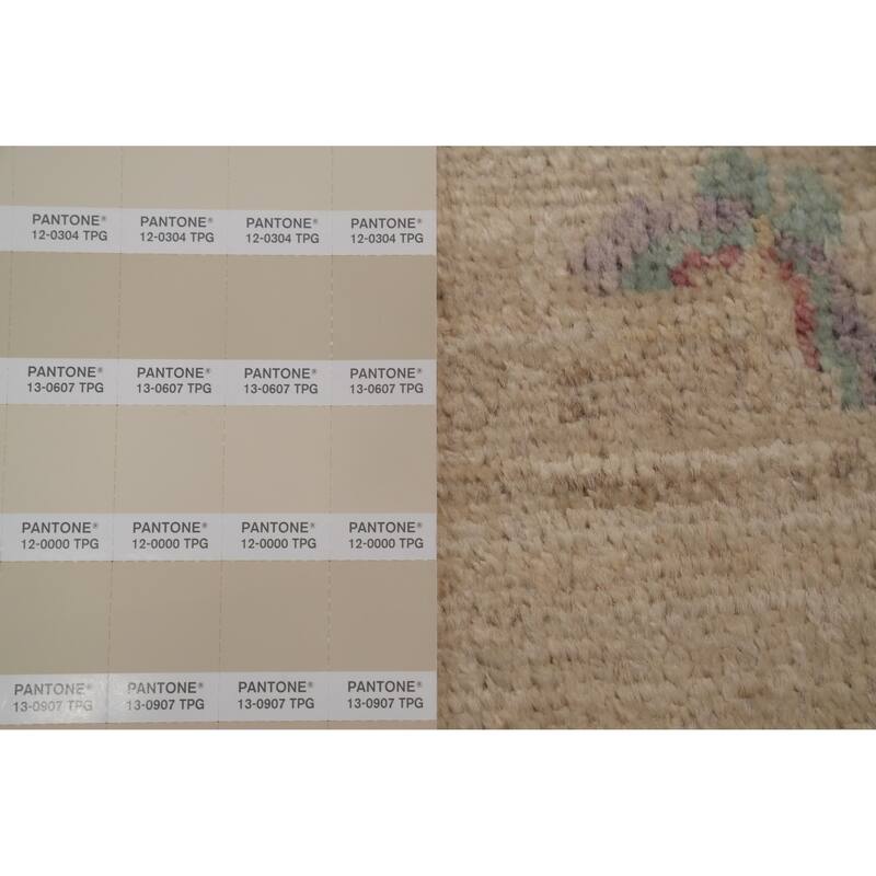 Hand Knotted Oriental 100% Wool Carpet Traditional Floral Beige & Ivories Art Deco Area Rug - 6' 1'' X 2' 7''