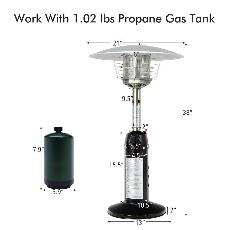 Costway 11,000 BTU Patio Heater Portable Tabletop Propane Standing LP - See Details