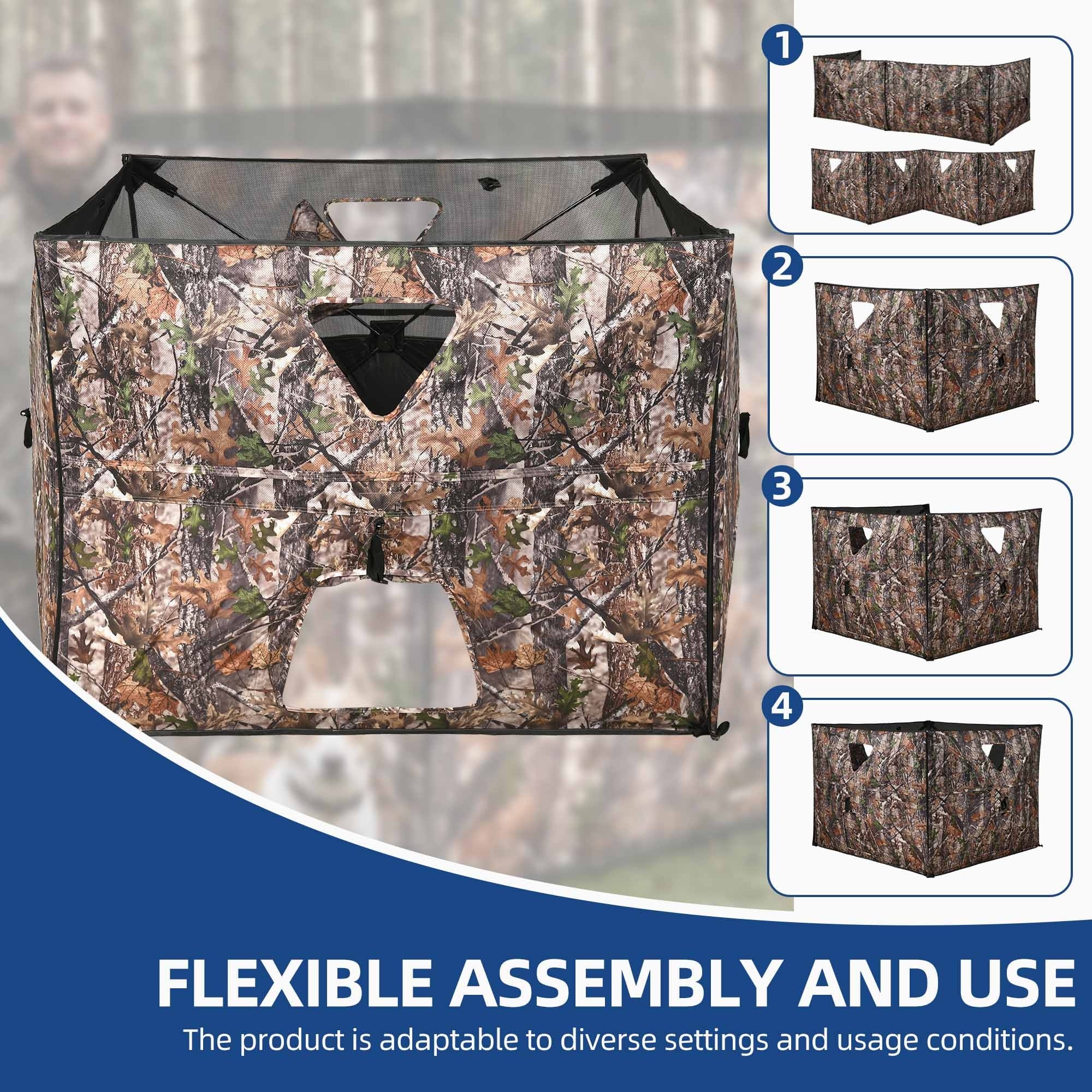 4 Panel Duck Blind Hunting Tent With Dog Door, Pop-Up Waterfowl Blind - View #9