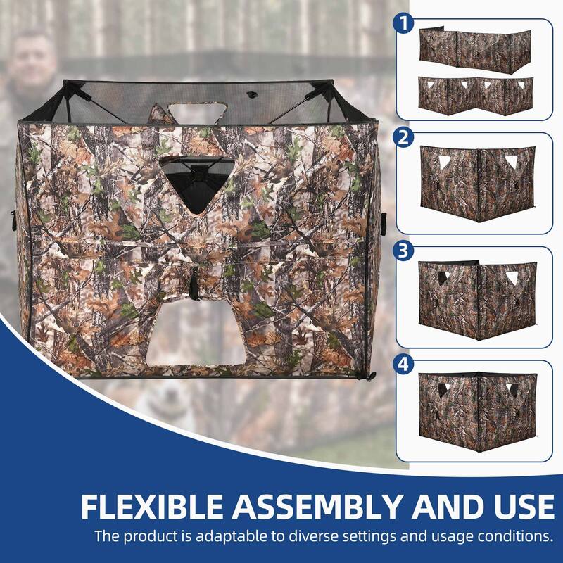 Moasis Hunting Blind Panel with Carrying Bag, 3-4 Person Pop-up Waterfowl Blinds Resilient Field Duck Hunting Tent