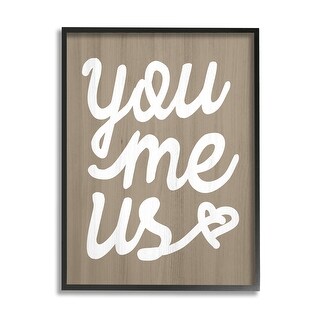 Stupell You Me Us Romantic Love Grain Pattern Cursive Framed Wall Art ...