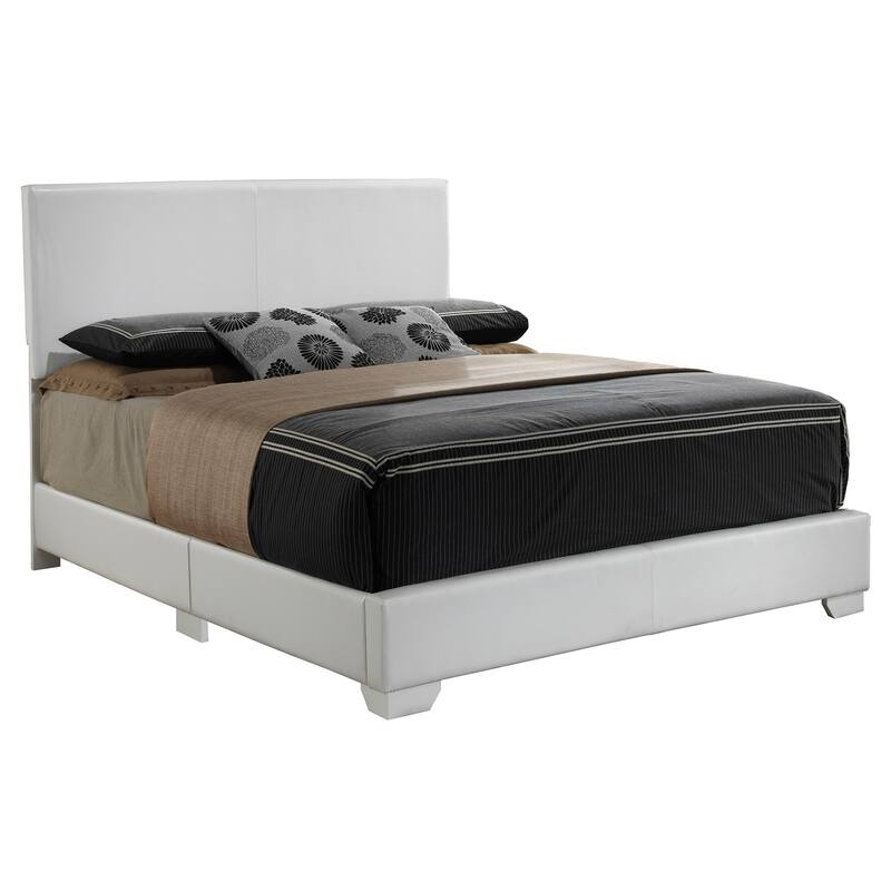 Upholstered Panel Bed - Faux Leather Bedroom Bed Frame with Easy Assembly & Support