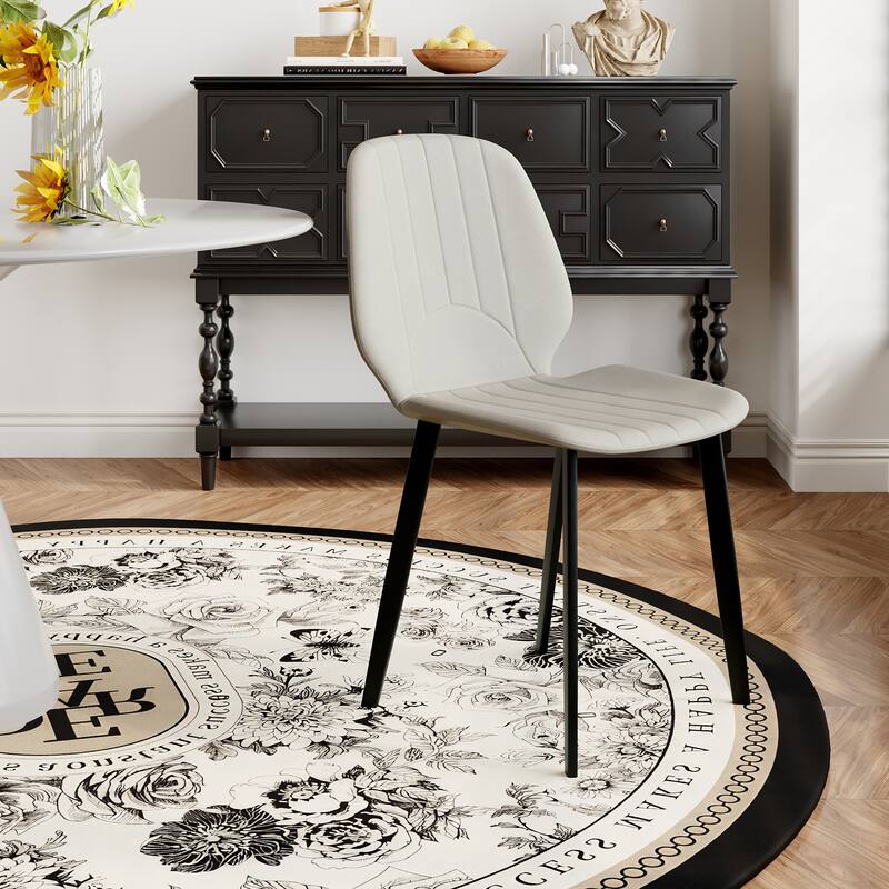 Faux Leather Upholstered Modern Dining Chairs Side Chair with Metal LegsSet of 2)