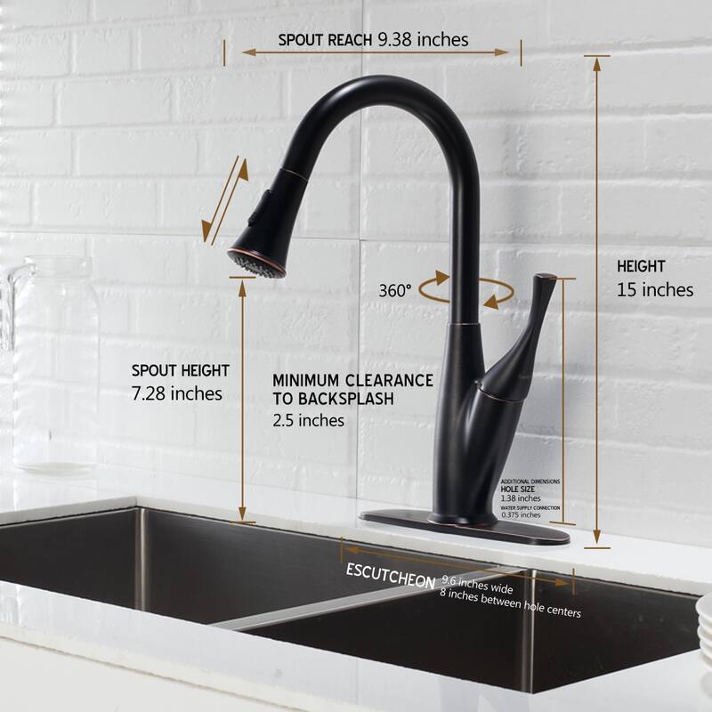 Kitchen Faucet with Pull Out Spraye, Oil-Rubbed Bronze