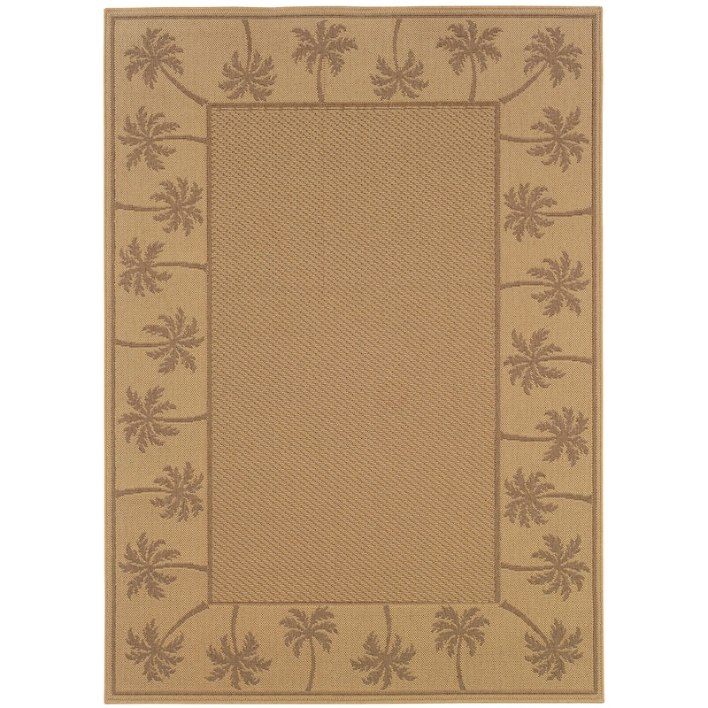 Inglewood Beige Tan Border Outdoor Casual Area Rug