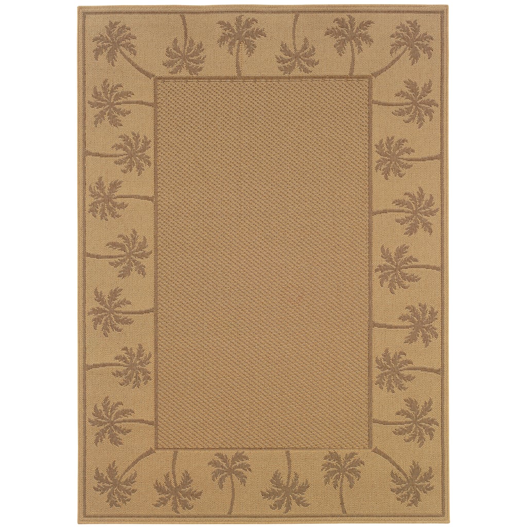 Inglewood Beige Tan Border Outdoor Casual Area Rug