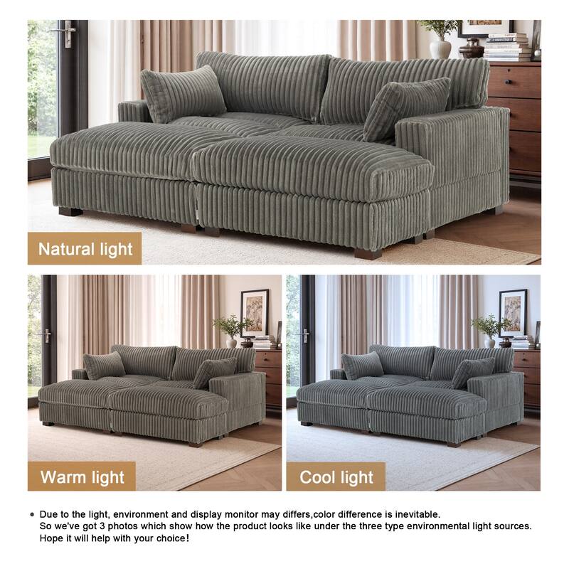 Modren Plush Oversized Modular Sectional Sofa Set with Chaise&Ottoman.