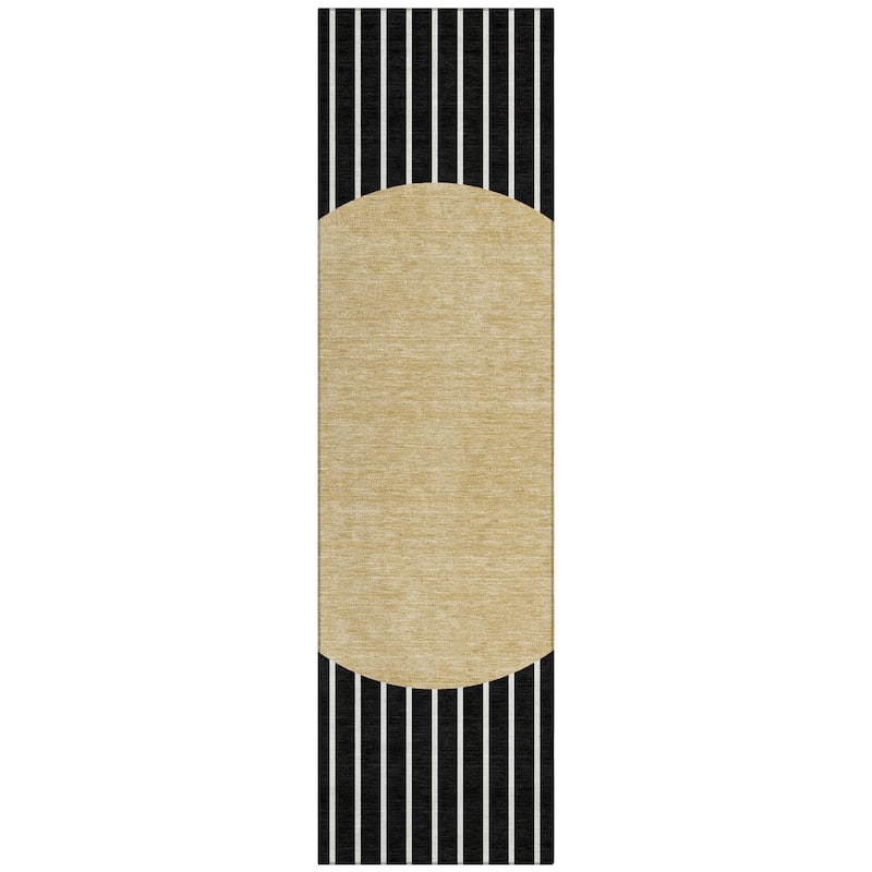 Machine Washable Indoor/ Outdoor Modern Sunrise Chantille Rug