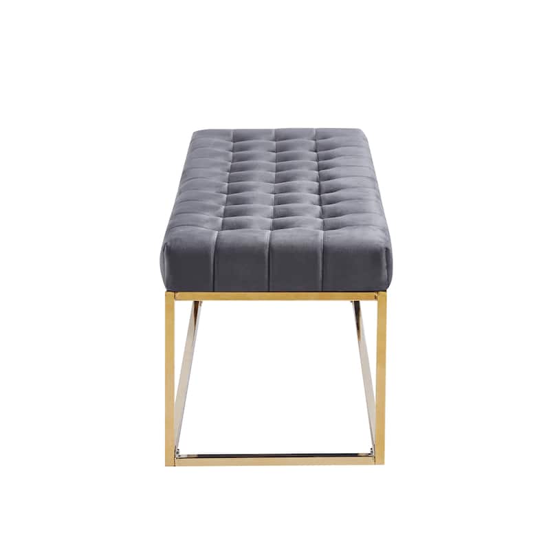 Porthos Home Wenn Tufted Velvet Bench with Gold Chrome Legs