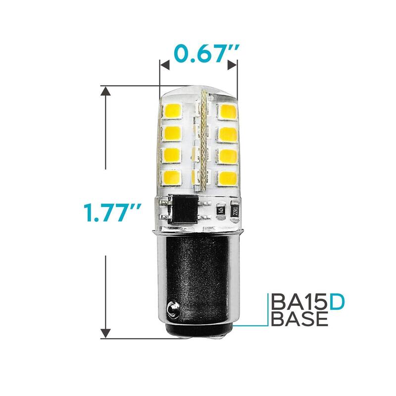 Luxrite BA15D LED Bulb, 3W 120V, 40W Equivalent, Double Contact Bayonet Light Bulb, Warm White, 200 Lumens (2-Pack)