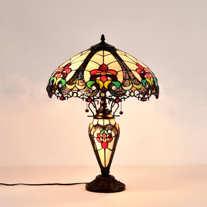 Nicole 3-light Tiffany-style 16-inch Double-lit Table Lamp