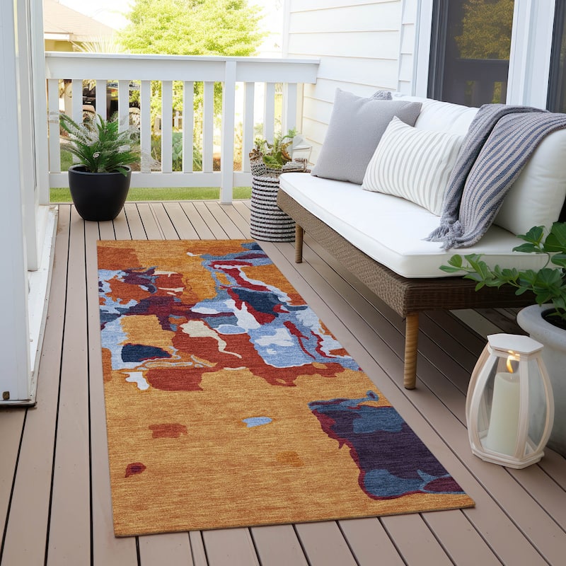 Machine Washable Indoor/ Outdoor Abstract Glam Chantille Rug