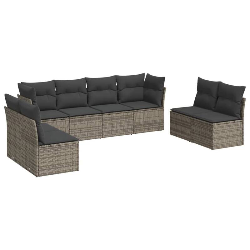 vidaXL Garden Sofa Set Gray PE rattan, Powder-coated steel Large Modular - 24.4 x 24.4 x 27.2