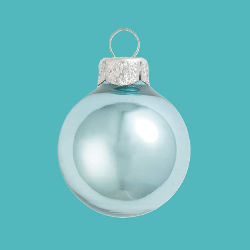 12ct Baby Blue Shiny Glass Christmas Ball Ornaments 2.75" (70mm)