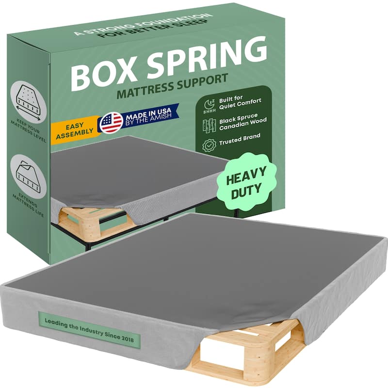 Onetan, 4.5-Inch & 8-Inch Sturdy Wood Box Spring for Mattress Support - Durable and Easy to Assemble Natural Wood Foundation