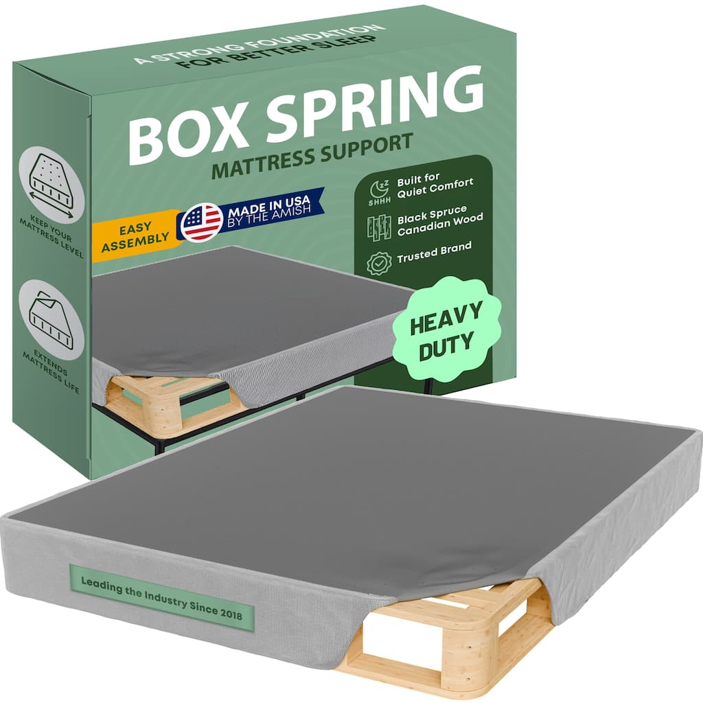 Onetan, 4.5-Inch & 8-Inch Sturdy Wood Box Spring for Mattress Support - Durable and Easy to Assemble Natural Wood Foundation