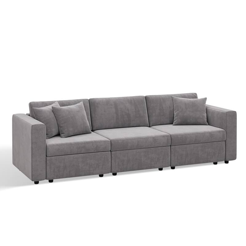 Pocassy Cloud Sectional Couch Upholstered Velvet Couches