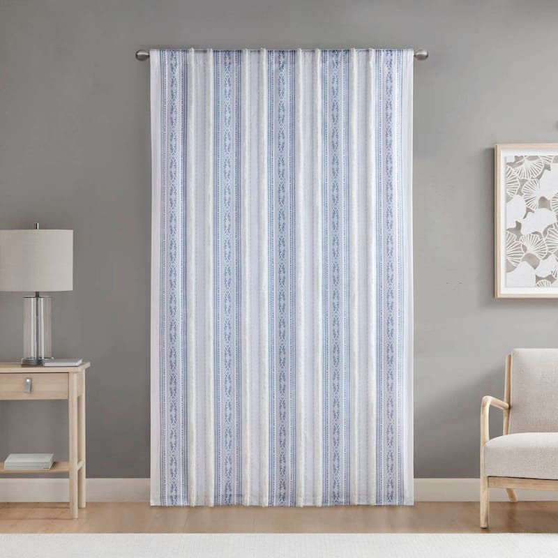 Poly Printed Curtain Panel with Tufted Stripe