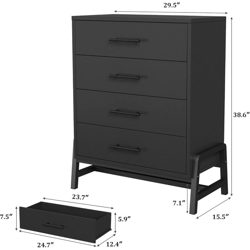 4 Drawer Freestanding Dresser Storage Chest for Living Room, Bedroom